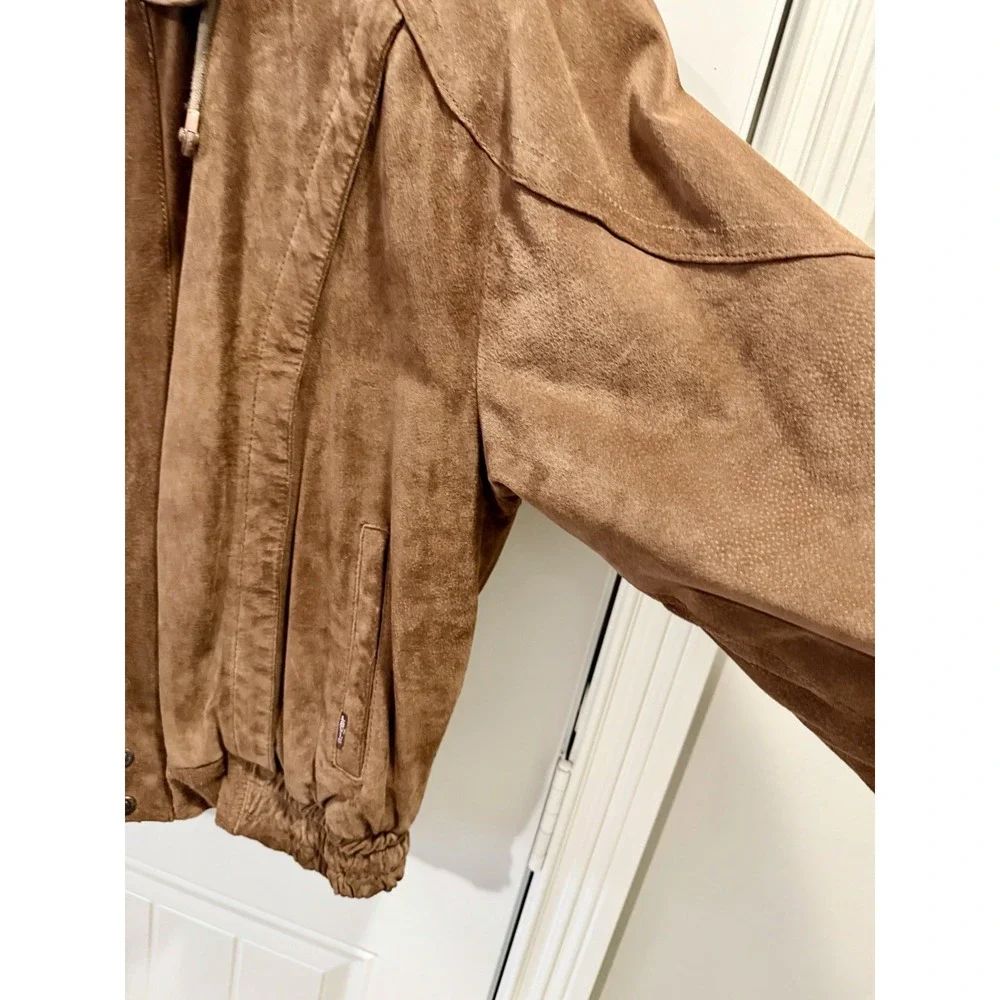Levis Bomber Suede Leather Jacket Mens L 42 Brown Western Wear Lined 90s Vintage